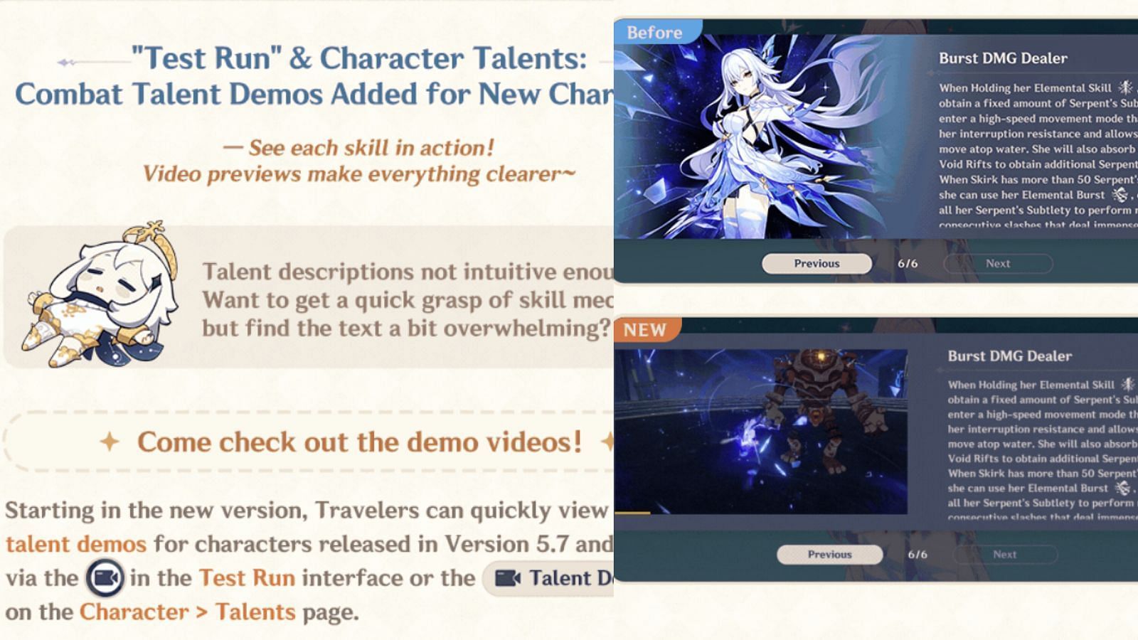 Combat talent demos will be added from version 5.8 (Image via HoYoverse)